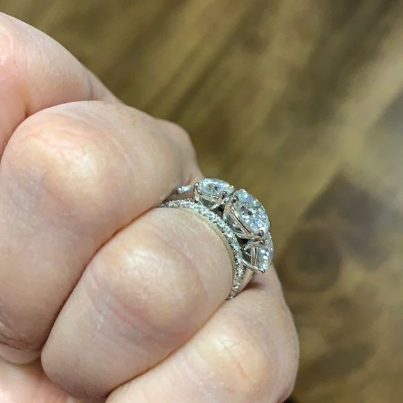 3pcs stone bridal engagement wedding ring - Picture 6 of 16